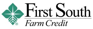 First South Farm Credit logo featuring a green four-leaf symbol on the left and bold black text on the right.