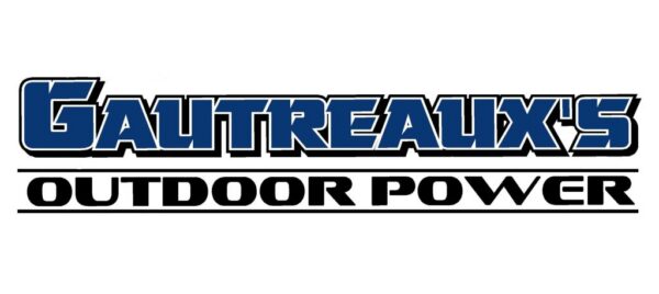 Logo showing "Gautreaux's Outdoor Power" in bold blue and black, alongside Highland Insurance Group, on a white background.