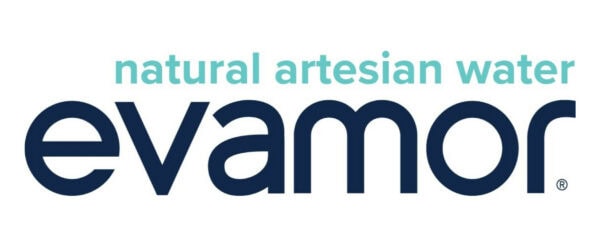 Natural artesian water evamor" appears in blue and light blue text on a white background.