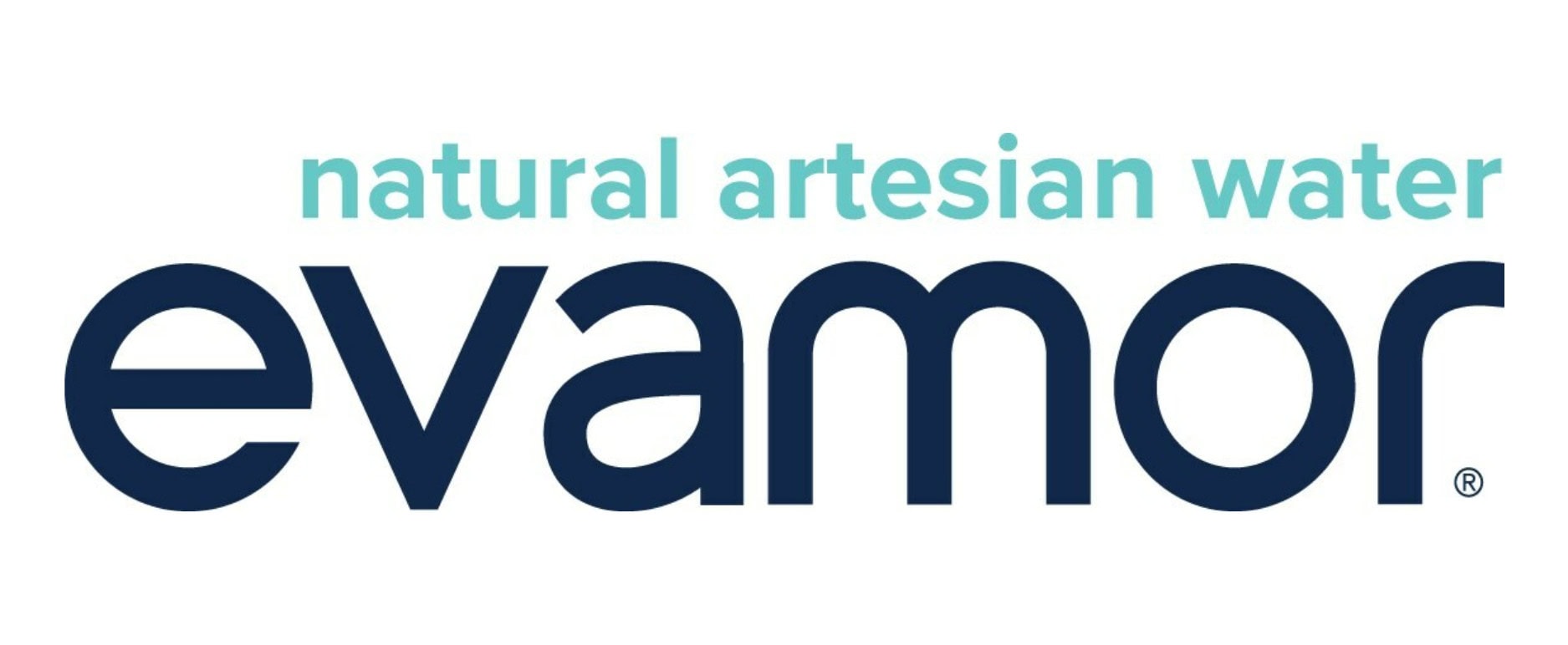 Natural artesian water evamor" appears in blue and light blue text on a white background.