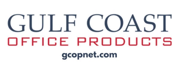 Gulf Coast Office Products logo with the website "gcopnet.com" shown beneath the company name.