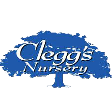 A blue tree graphic features "Clegg's Nursery" written in white letters across its branches.